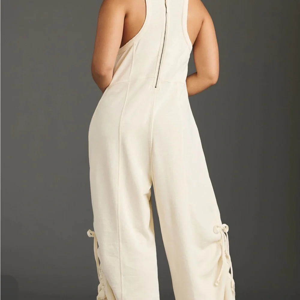 Anthropologie daily practice horizon wide leg knit Jumpsuit in pearl - Picture 2 of 13
